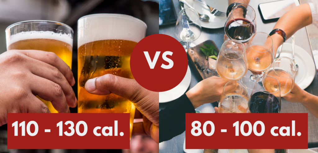 verre de bière vs verre de vin - calories
