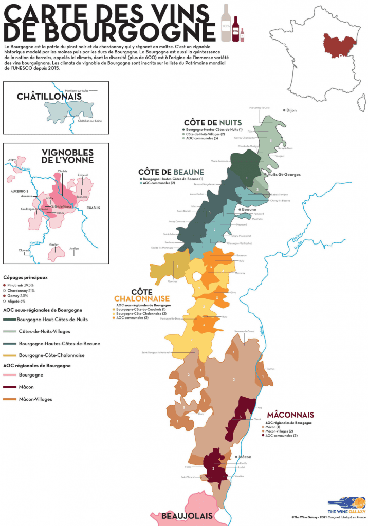 Carte des vins de bourgogne - The Wine galaxy - Albéric Bichot